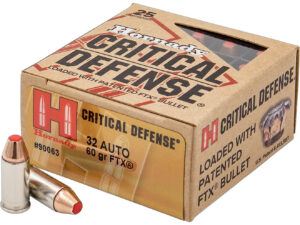 Hornady FTX Critical Defense .32 Automatic 60-Grain Pistol Ammunition