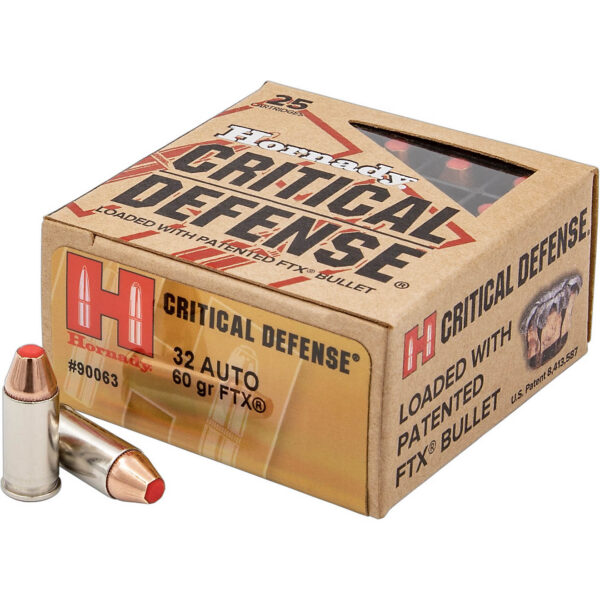 Hornady FTX Critical Defense .32 Automatic 60-Grain Pistol Ammunition