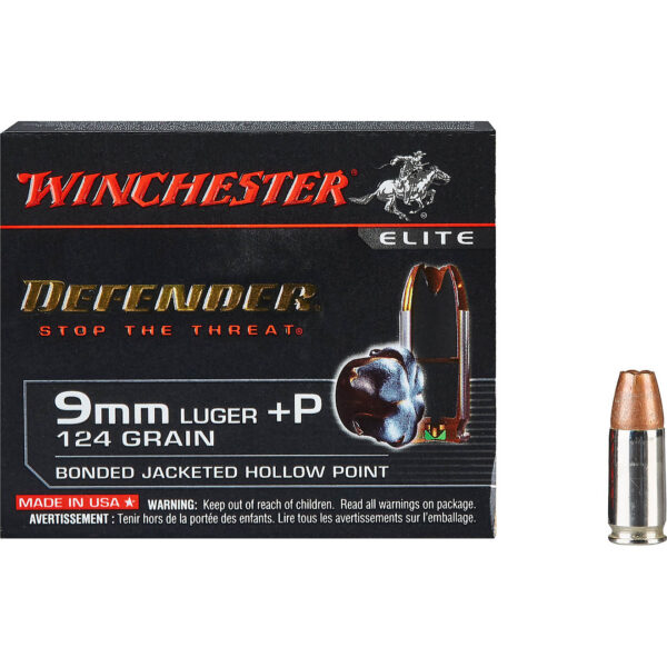 Winchester Bonded PDX1 9 mm Luger +P 124-Grain Handgun Ammunition